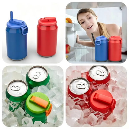 Reusable Soda Can Lids with Silicone Straws BPA Free Drink Covers