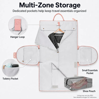 2-in-1 Convertible Garment Duffle – Carry-On with Hanging Suit Compartment & Shoe Storage