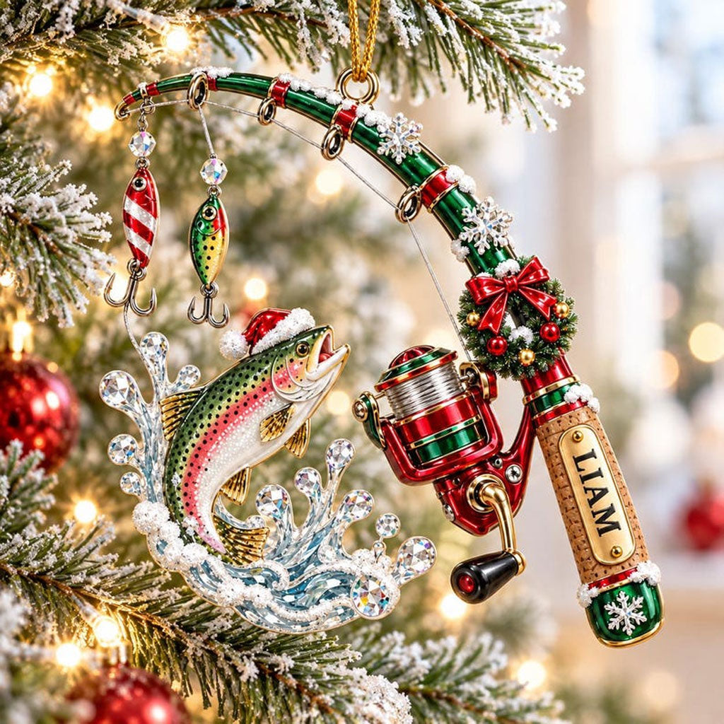Personalized Christmas Fishing Rod XR1610004CL Christmas Ornament