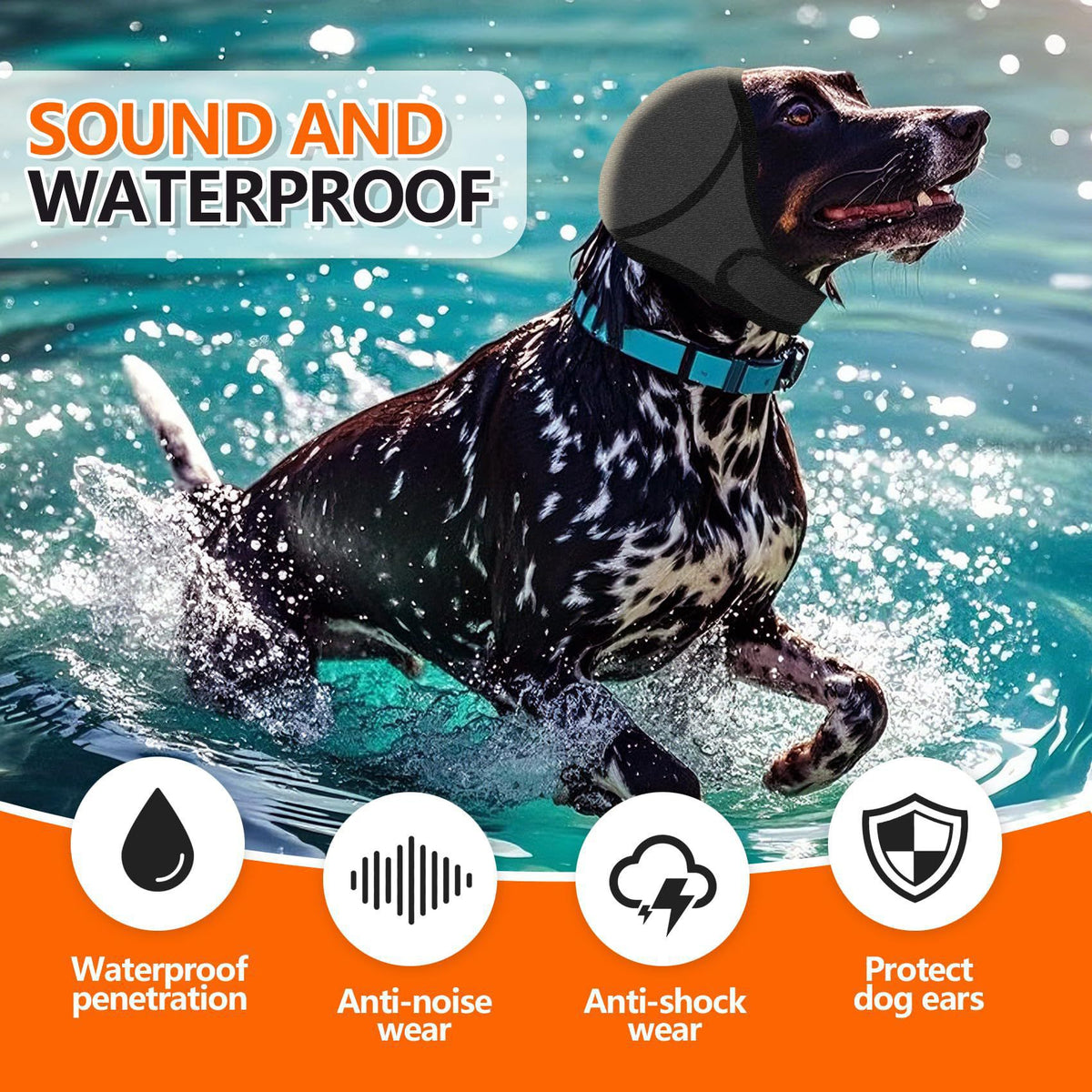 Dog Calming Ear Covers Waterproof Soundproof for Swimming Anxiety Relief