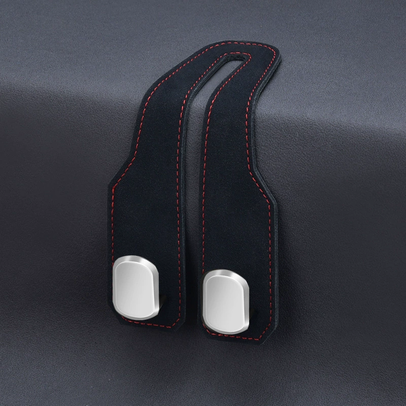 Universal Car Seat Back Upgrade: Dual Hooks with Suede-Style Finish – Interior Accessory for Front & Rear Seat Storage