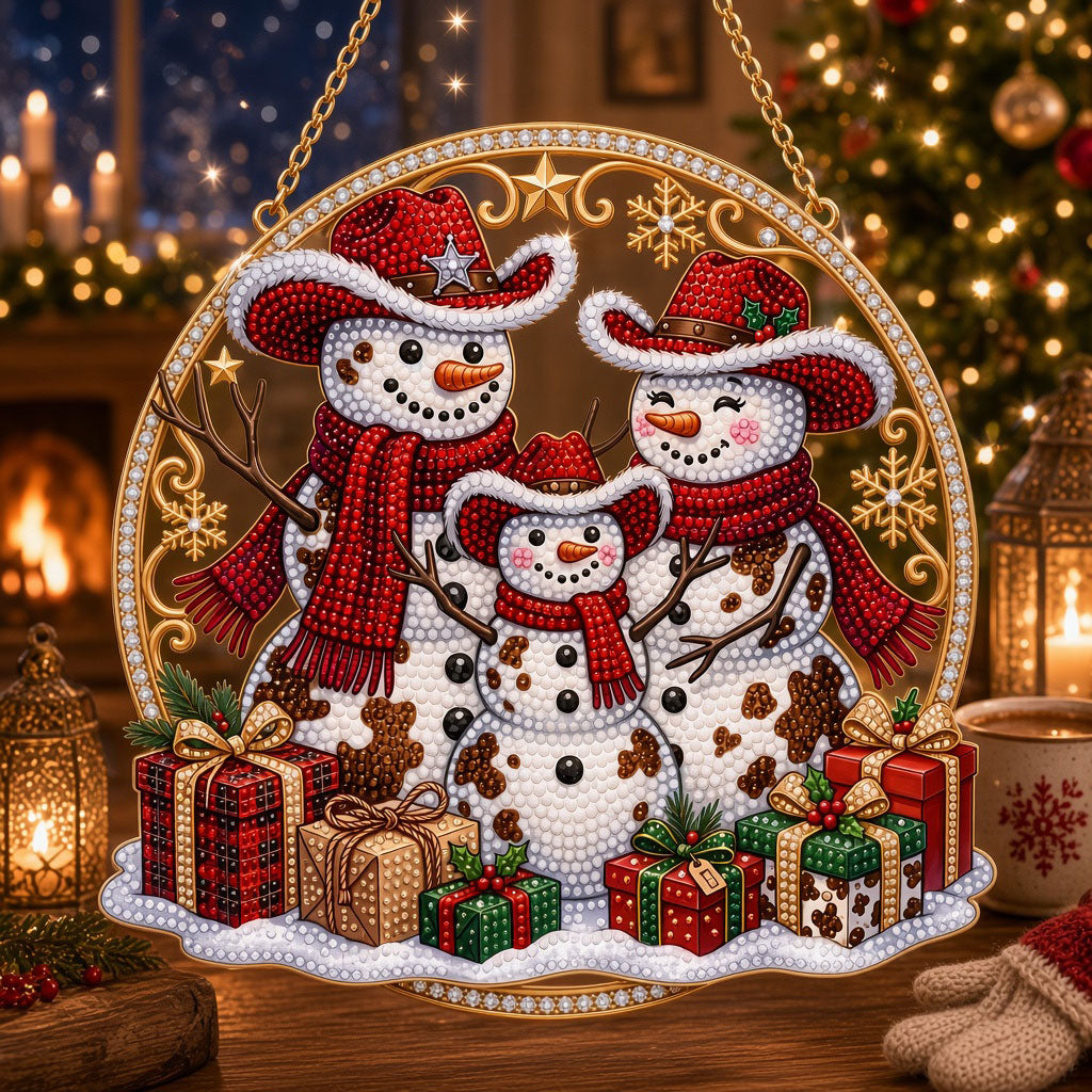 Christmas Snowman Family Diamond Art Hanging Ornament Kit