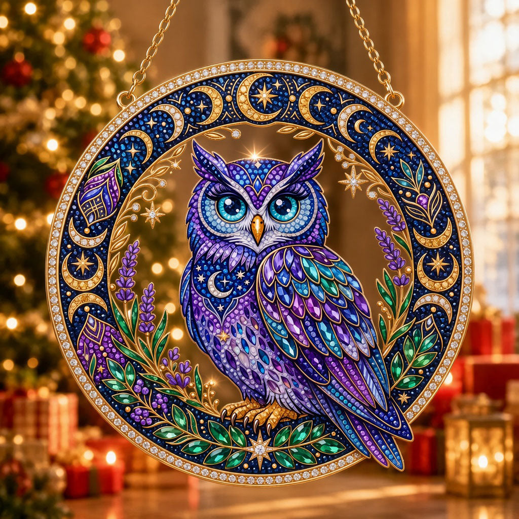 Mystic Moon Owl Diamond Art Hanging Ornament Kit