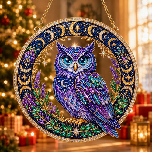 Mystic Moon Owl Diamond Art Hanging Ornament Kit