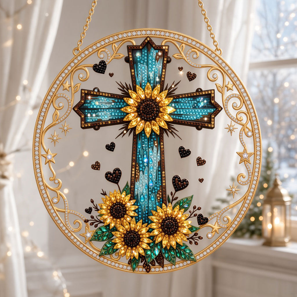 Sunflower Cross Diamond Art Hanging Ornament Kit