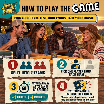🎤 Lyrically Correct Music Trivia Game Bundle – Country, Hip-Hop, R&B & Pop