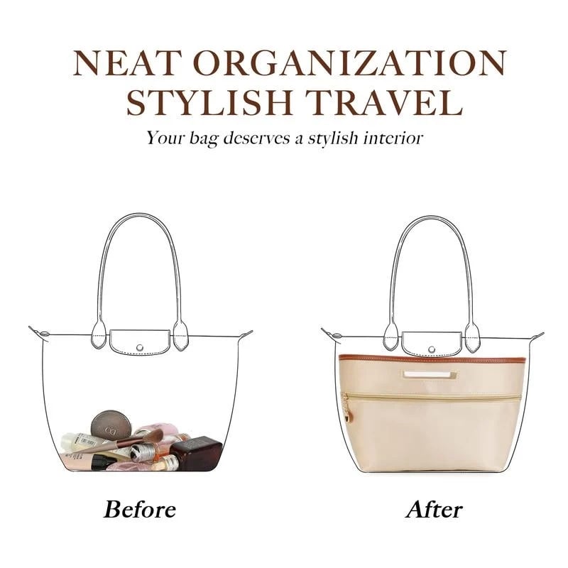 Silky Satin Tote Bag Insert Organizer with Handles