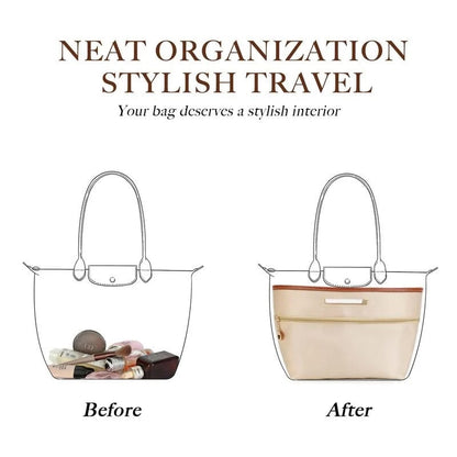 Silky Satin Tote Bag Insert Organizer with Handles
