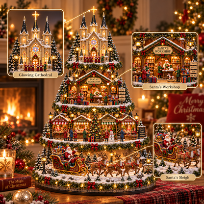 🚂🎄 Whimsical Light-Up Christmas Village — Animated Holiday Tabletop Decor