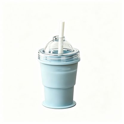 Collapsible Portable Ice Making Cup with Straw for Travel Camping