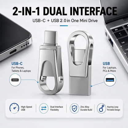 💎2-in-1 dual-interface flash drive—featuring high-speed USB 3.0 data transfer and compatibility with all Android, iOS, and HarmonyOS smartphones and computers.😱