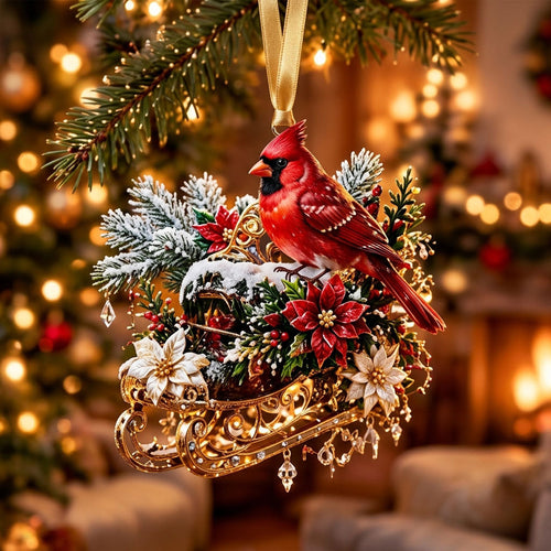 Sleigh Ride Cardinal XR1710021CL Christmas Ornament