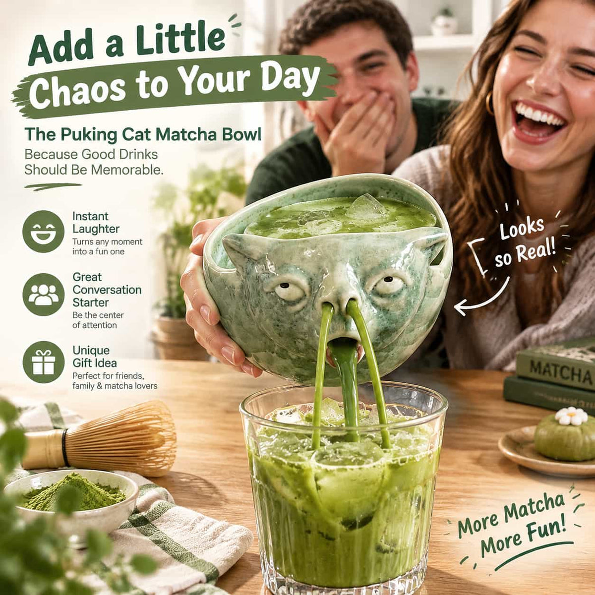 🔥Last Day 49% OFF - 😂🐱Funny Puking Cat Matcha Bowl