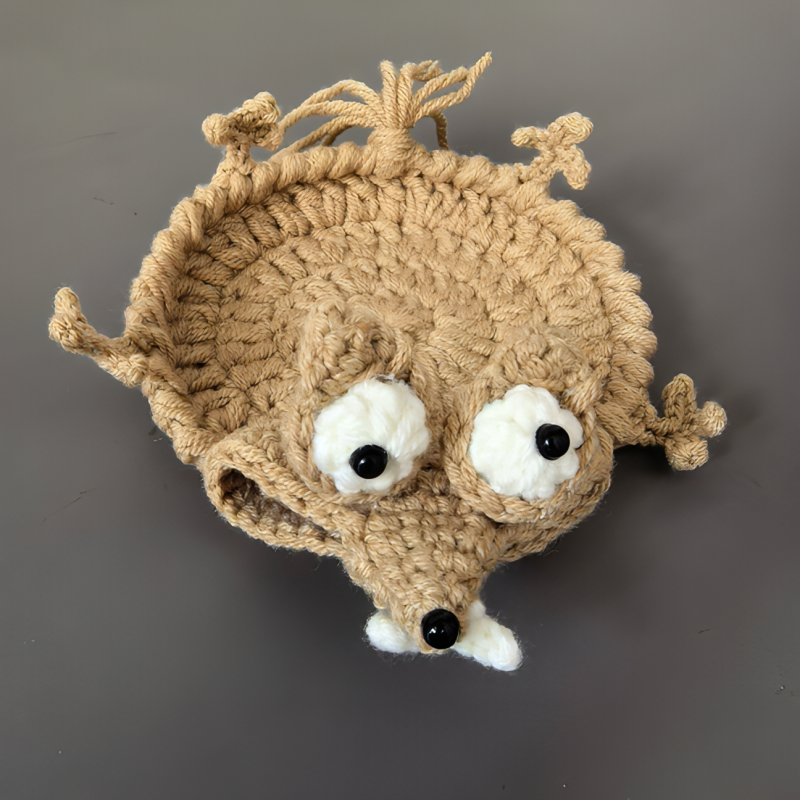 Hand Crochet 3D Squirrel Coaster, Cute Decor & Coffee Lover Gift