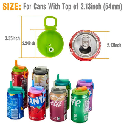 Reusable Soda Can Lids with Silicone Straws BPA Free Drink Covers