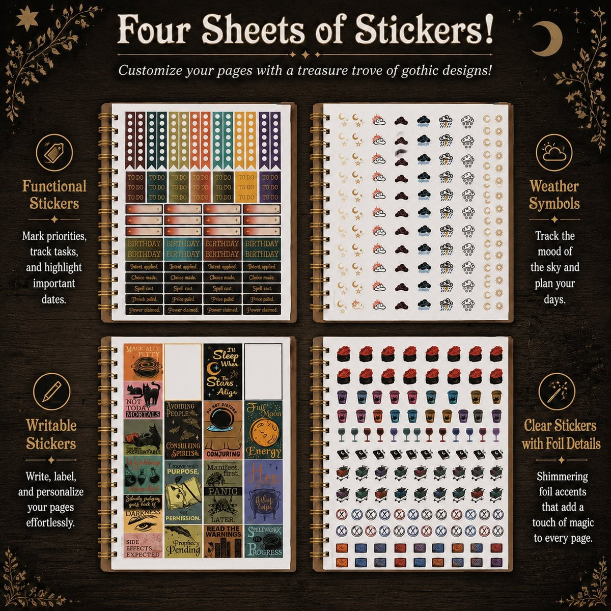 Four planner sticker sheet examples