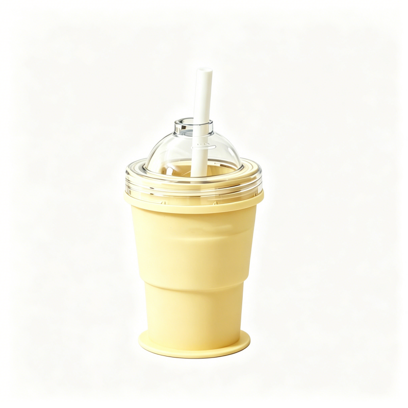 Collapsible Portable Ice Making Cup with Straw for Travel Camping