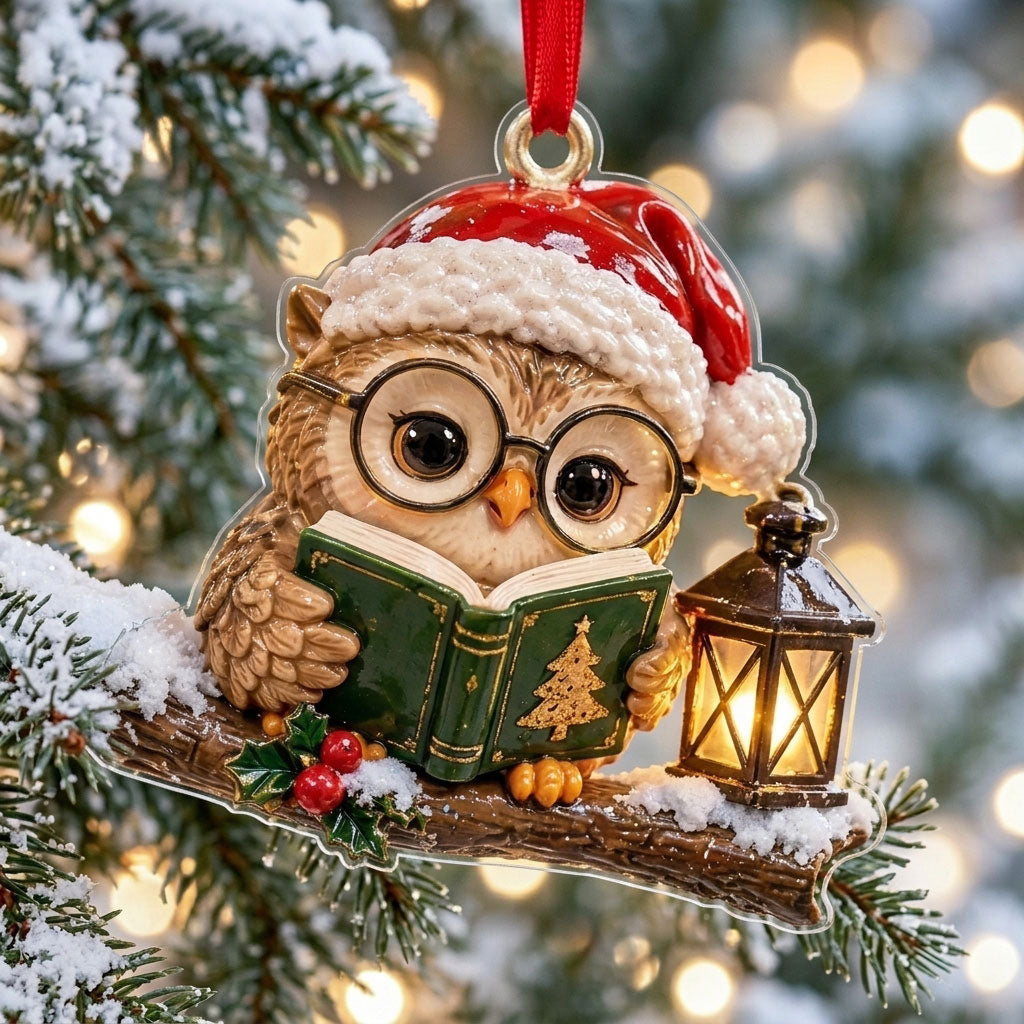 Owl Reading By Lantern XR1710049CL Christmas Ornament
