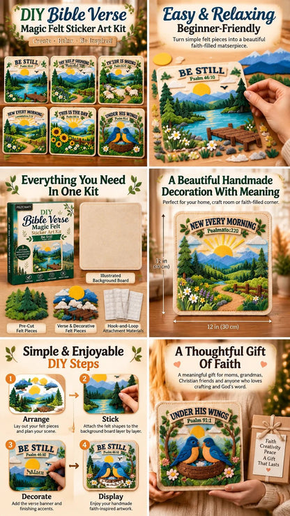 ✝️✨ Bible Verse Magic Felt Sticker Art DIY Kit – Beginner-Friendly Christian Craft 🙏🌿
