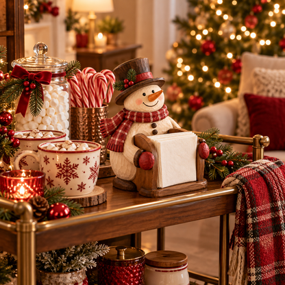 Christmas Wooden Snowman Napkin Holder