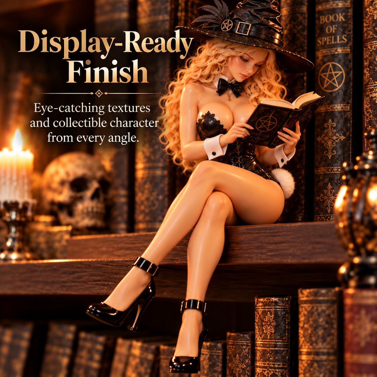 📖 Gothic Witch Shelf Sitter – 3 Bookish Personalities