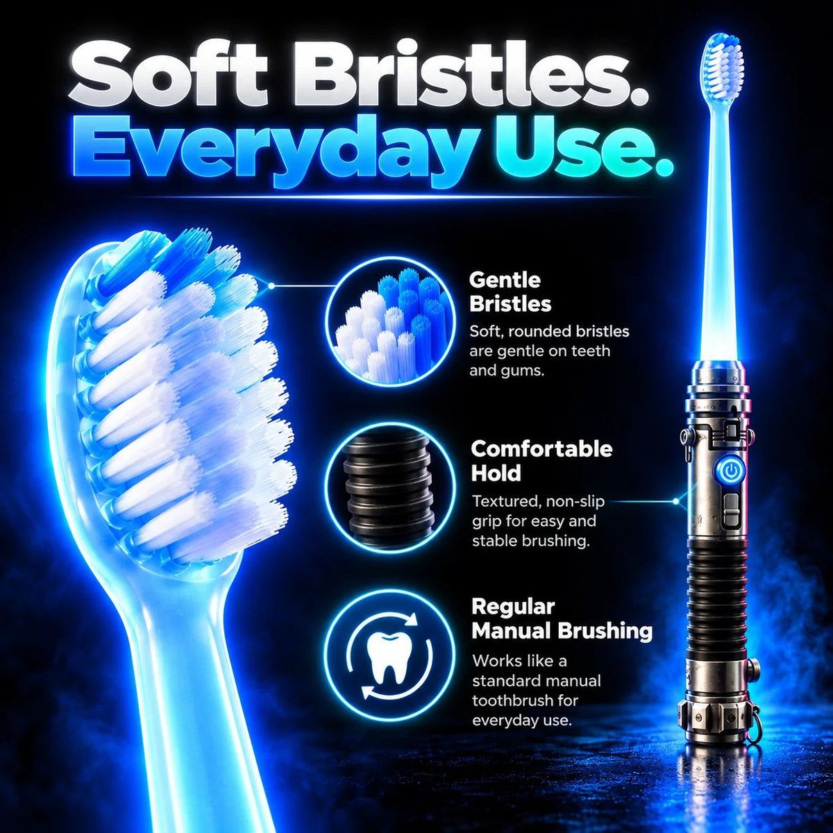 Galactic Glow Toothbrush – LED Light-Up Manual Toothbrush