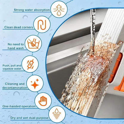 Mini Self Squeezing Mop Portable Wet Dry Cleaning for Bathroom Kitchen Glass