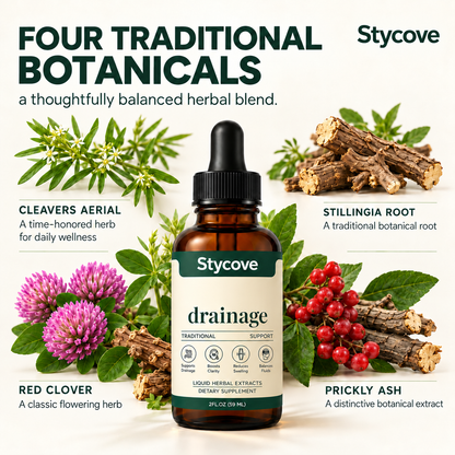 Stycove Lymphatic Drainage Drops | 4-Botanical Daily Lymphatic Support, Alcohol-Free & Vegan, 2 Fl Oz