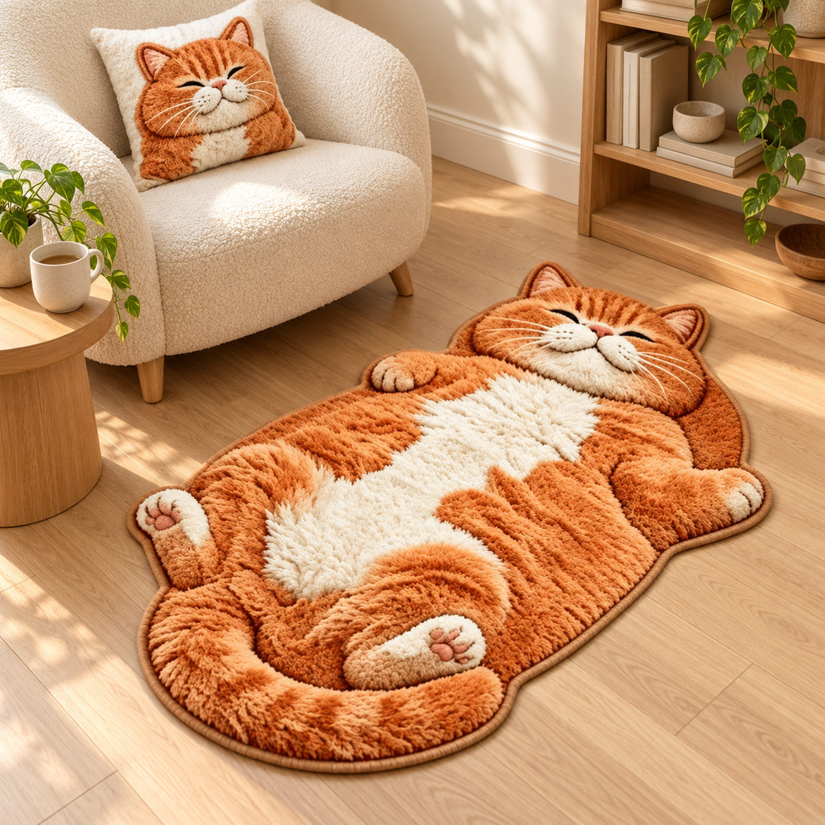 Chubby Tabby Cat Shaped Rug 🐱🤎
