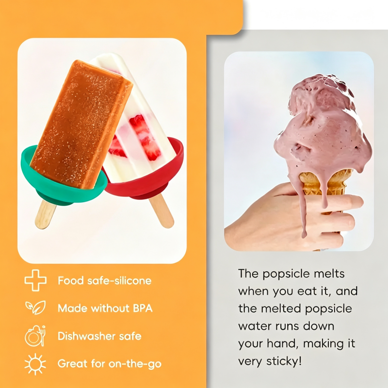 Silicone Drip Catch Popsicle Holder, Anti-drip Ice Cream Cone Drip Catcher for Kids