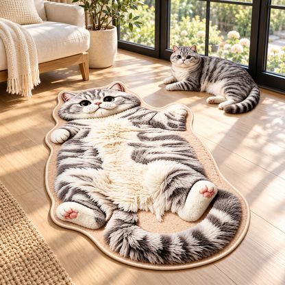 Chubby Tabby Cat Shaped Rug 🐱🤎