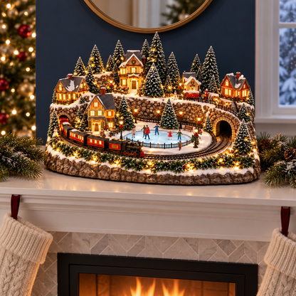 🚂🎄 Whimsical Light-Up Christmas Village — Animated Holiday Tabletop Decor