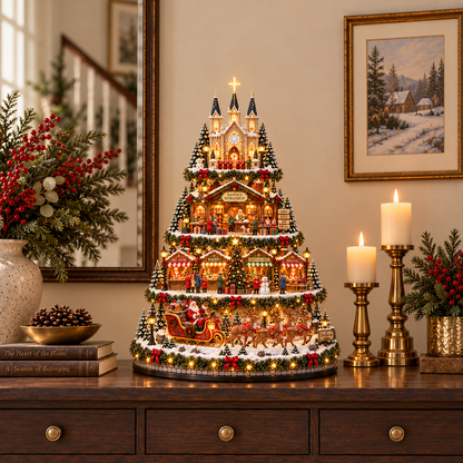 🚂🎄 Whimsical Light-Up Christmas Village — Animated Holiday Tabletop Decor
