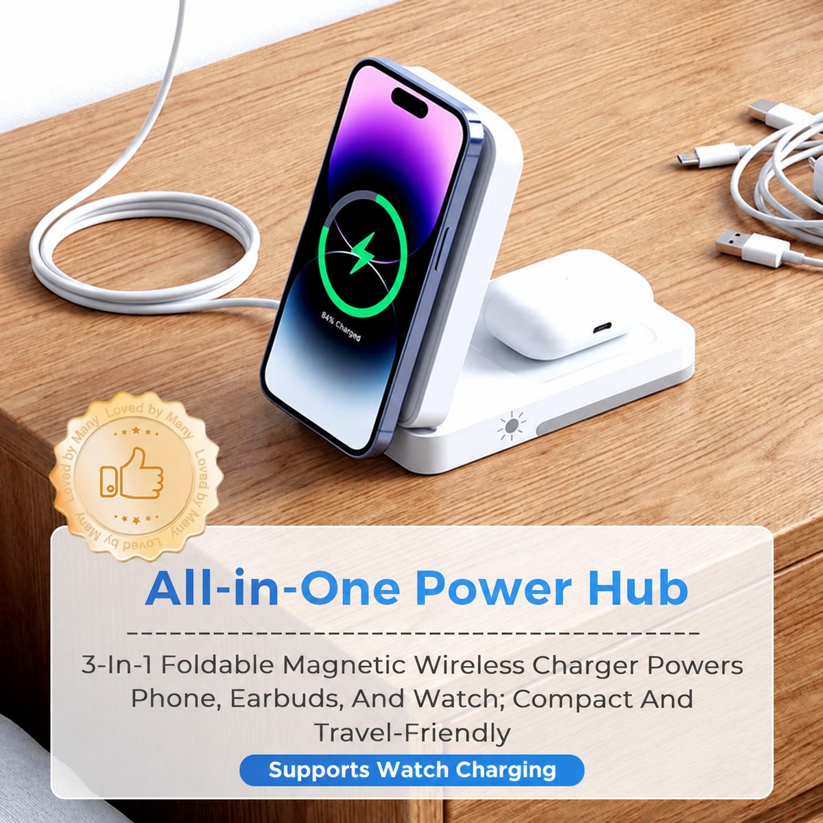 3-in-1 Foldable Magnetic Charging Stand for Everyday Devices