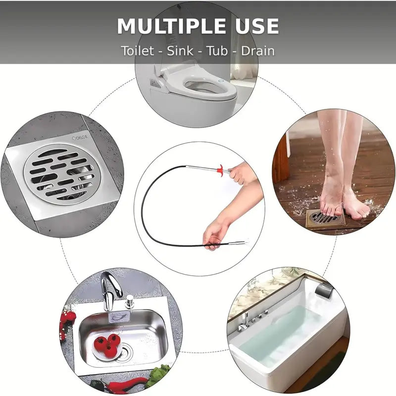 Drain Snake, Drain Clog Remover, 4 Claws Efficient Dredging Steel Wire Drain Hair Cleaner Tool  🚰