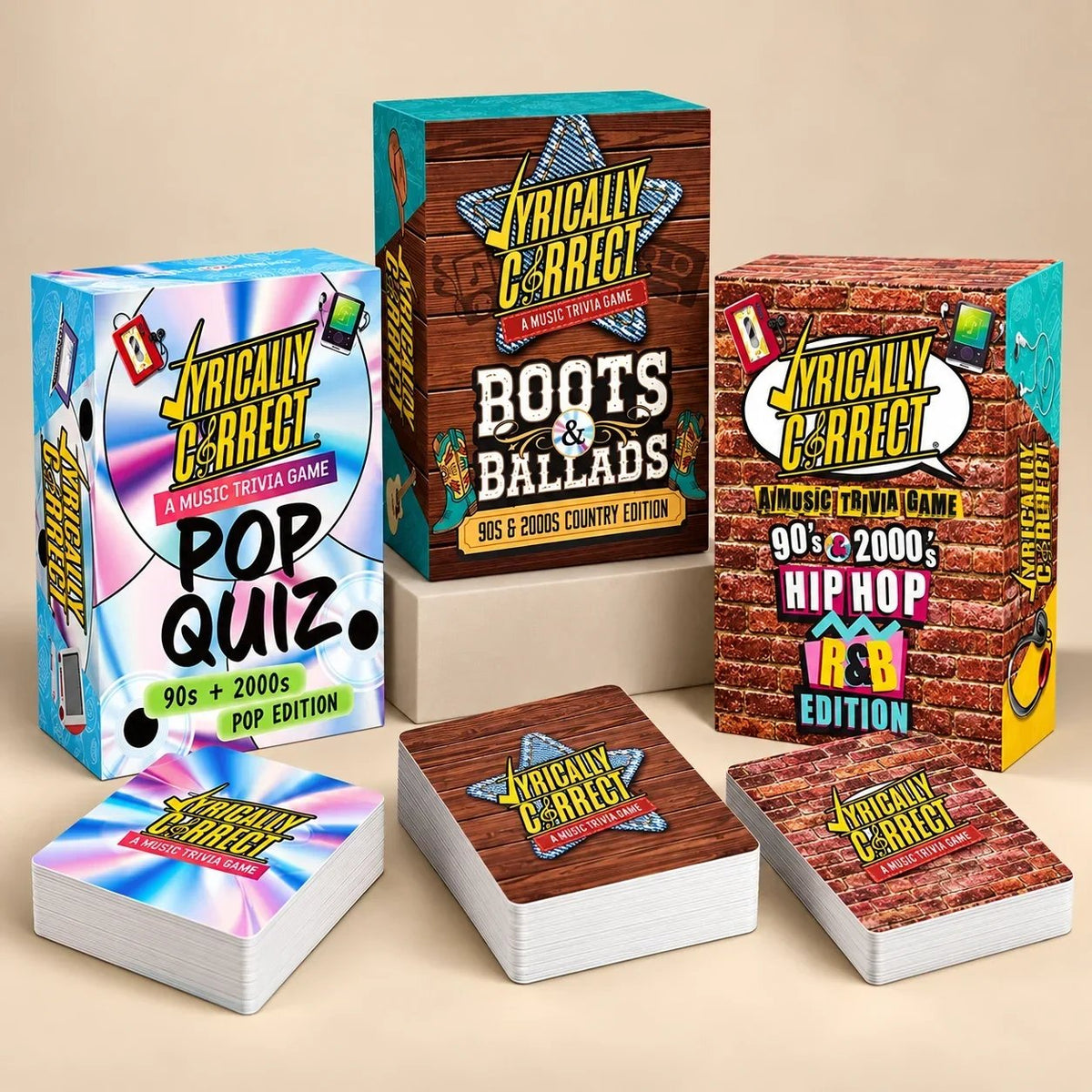 🎤 Lyrically Correct Music Trivia Game Bundle – Country, Hip-Hop, R&B & Pop