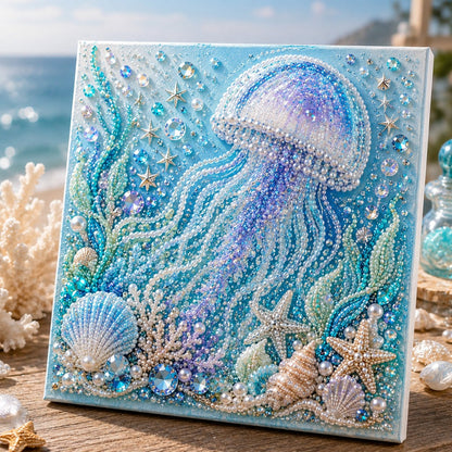 Completed jellyfish ocean pearl art design