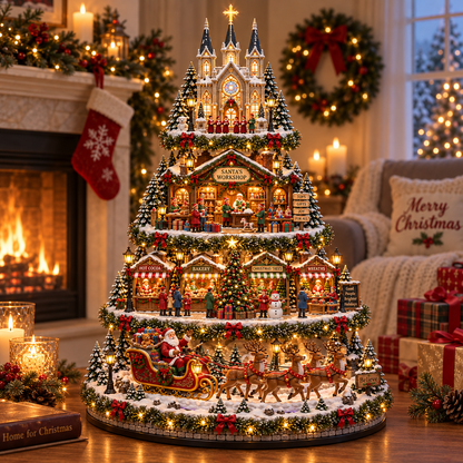 🚂🎄 Whimsical Light-Up Christmas Village — Animated Holiday Tabletop Decor
