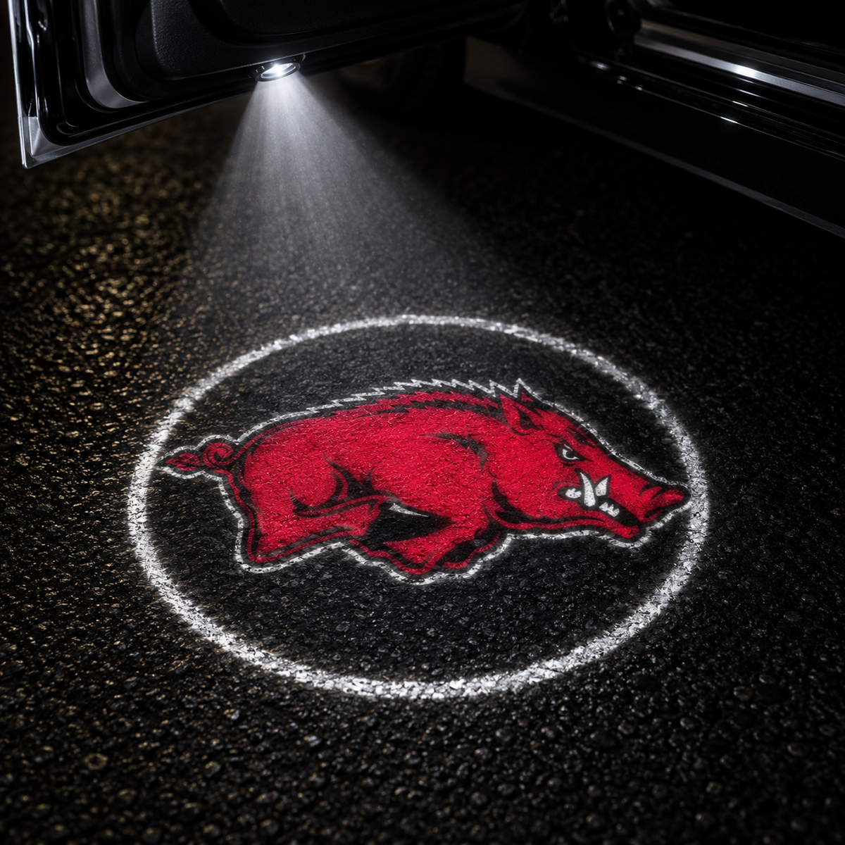 Arkansas Razorbacks car door projector light design