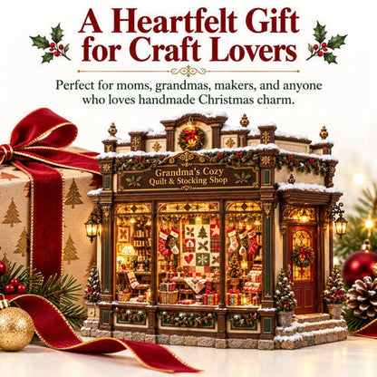 🧵 Grandma’s Cozy Quilt Shop DIY Kit 🎄 | Light-Up Christmas Miniature | Build Your Own Holiday Tradition