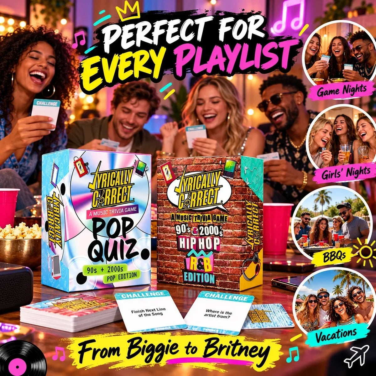 🎤 Lyrically Correct Music Trivia Game Bundle – Country, Hip-Hop, R&B & Pop