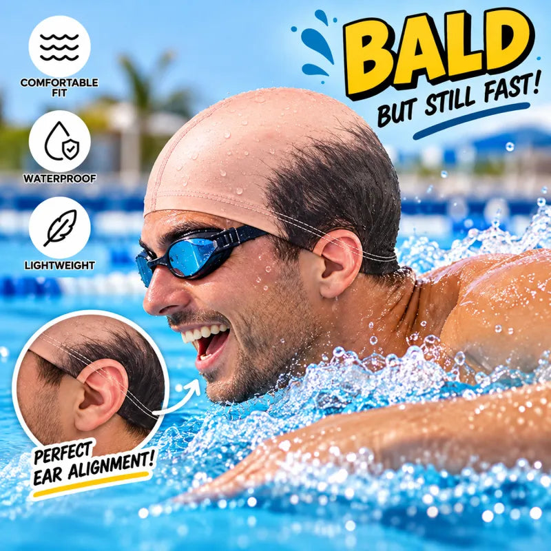 😂 Bald Guy Swim Cap – Realistic Bald Head Novelty Swimming Cap 💦