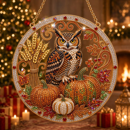 Autumn Harvest Owl Diamond Art Hanging Ornament Kit