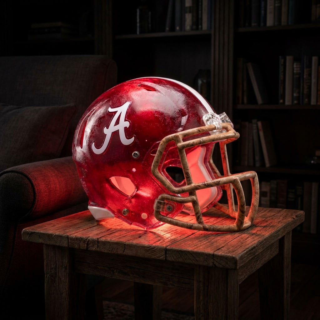 🏈 Handmade Football Helmet Lamp – LED Team Fan Cave Light with 32 Team Styles