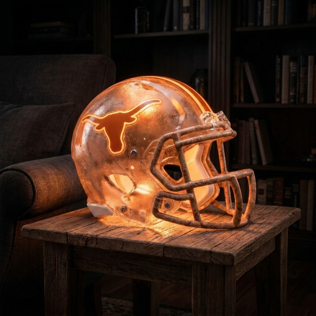 🏈 Handmade Football Helmet Lamp – LED Team Fan Cave Light with 32 Team Styles