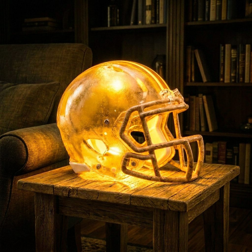 🏈 Handmade Football Helmet Lamp – LED Team Fan Cave Light with 32 Team Styles