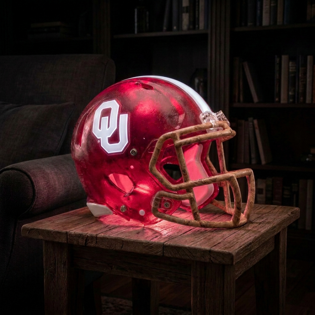 🏈 Handmade Football Helmet Lamp – LED Team Fan Cave Light with 32 Team Styles