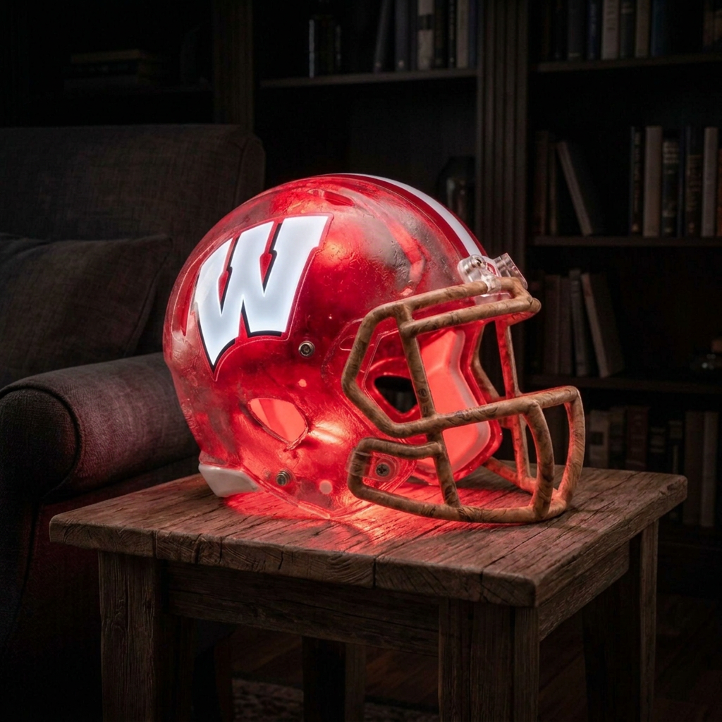🏈 Handmade Football Helmet Lamp – LED Team Fan Cave Light with 32 Team Styles