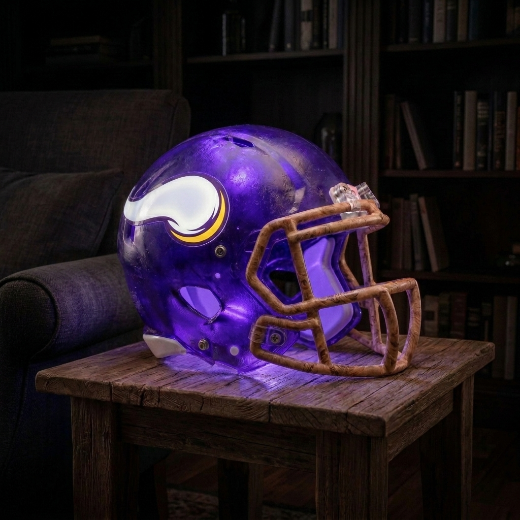 🏈 Handmade Football Helmet Lamp – LED Team Fan Cave Light with 32 Team Styles