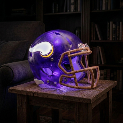 🏈 Handmade Football Helmet Lamp – LED Team Fan Cave Light with 32 Team Styles